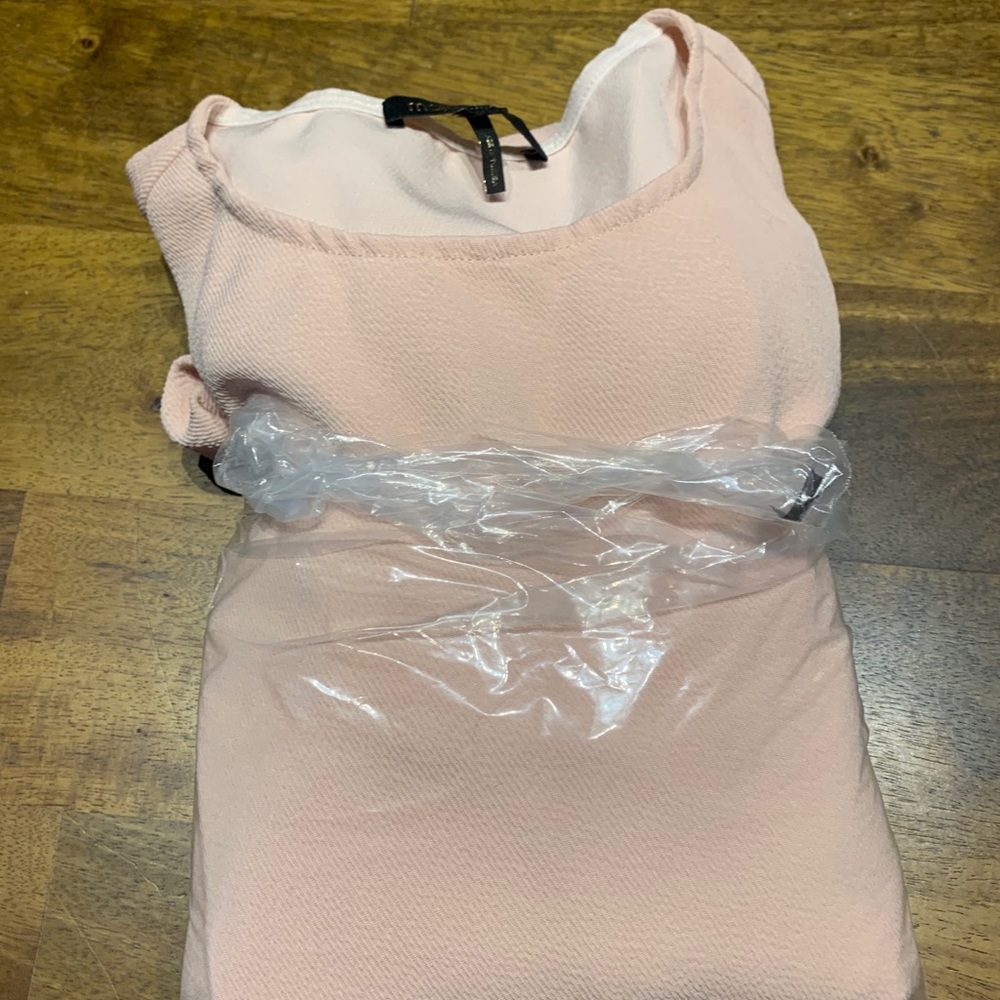 Maje Rumbana blush pink Smocked crepe a line dress - Picture 13 of 13